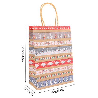 Kit de Sacolas Kraft para Embalagem e Presente - Estampa de Natal - 5 unidades -Natalina