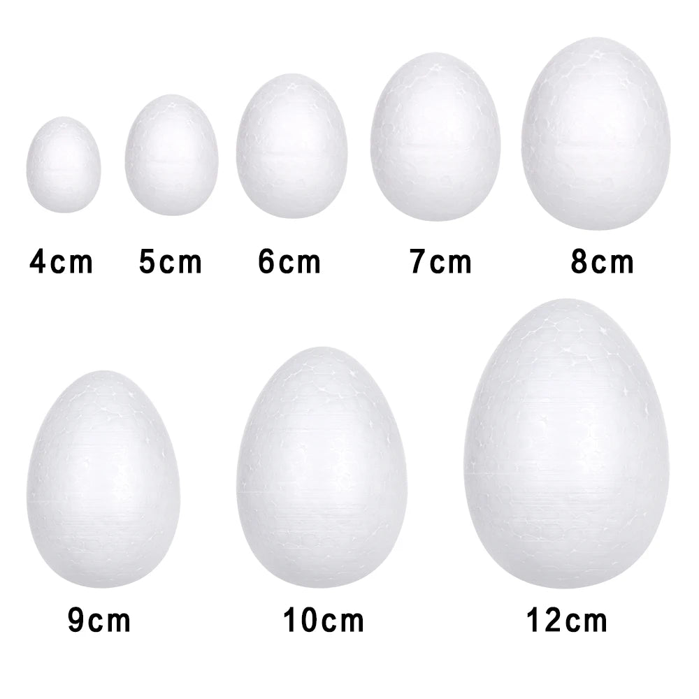 Ovos de espuma de 8,5 cm para artesanato, 10 peças de ovos de isopor brancos pequenos