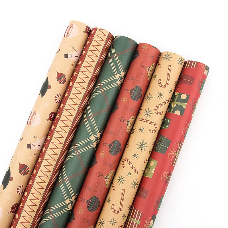 Papel kraft Embrulho Impressão Natal Folhas Papel de Embrulho de Caixa Presente e Natal