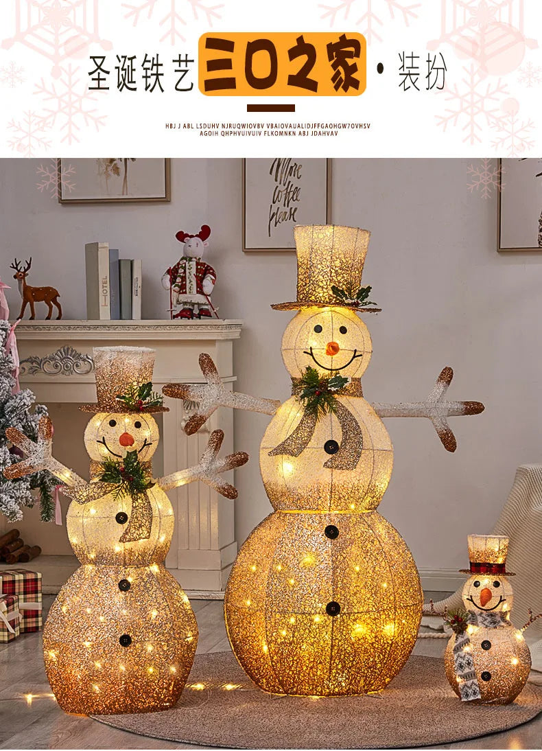 Natal Boneco neve Natal com LED de 120 cm, decorações de Natal pré-iluminadas