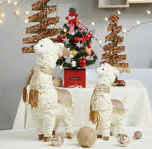 Estatueta de veado em pé de rena em pé de Natal - Escultura de rena em pé de pelúcia