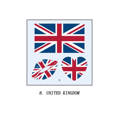 Tatuagens de bandeira do Brasil - 5 folhas de adesivos faciais temporários esportivos Copa