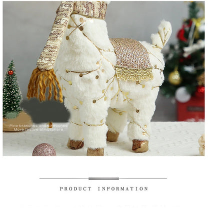 Estatueta de veado em pé de rena em pé de Natal - Escultura de rena em pé de pelúcia