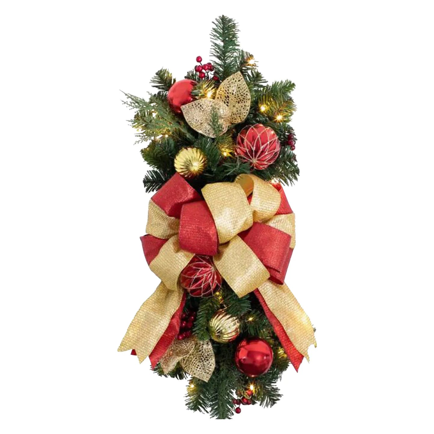 Coroa Natal Guirlandas Sem fio Natal Guirlanda Light Up Decoração, Grinalda LED, Escada