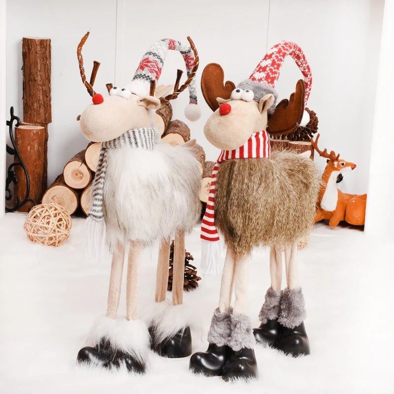 Estatueta de veado em pé de rena em pé de Natal - Escultura de rena em pé de pelúcia