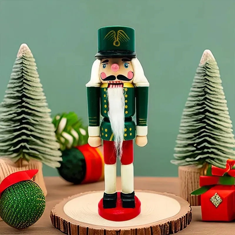 Quebra-nozes vermelho azul verde Ornamentos de quebra-nozes de madeira, decoração