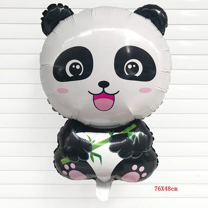 Panda balão dos desenhos animados animal folha verde floresta tema balão