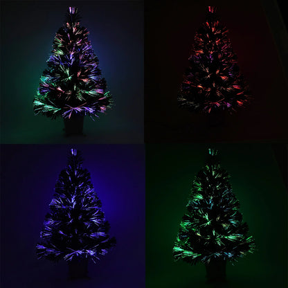 Mini árvore de Natal de mesa de fibra óptica pré-iluminada verde de 24" plantador dourado