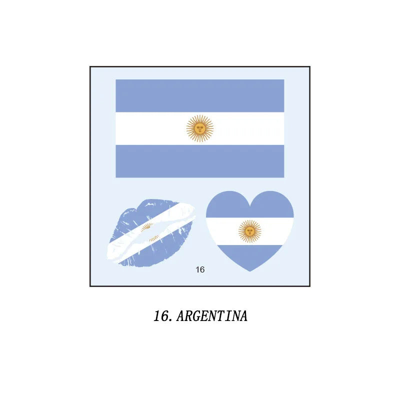 Tatuagens de bandeira do Brasil - 5 folhas de adesivos faciais temporários esportivos Copa