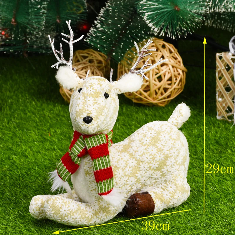 Estatueta de veado em pé de rena em pé de Natal - Escultura de rena em pé de pelúcia