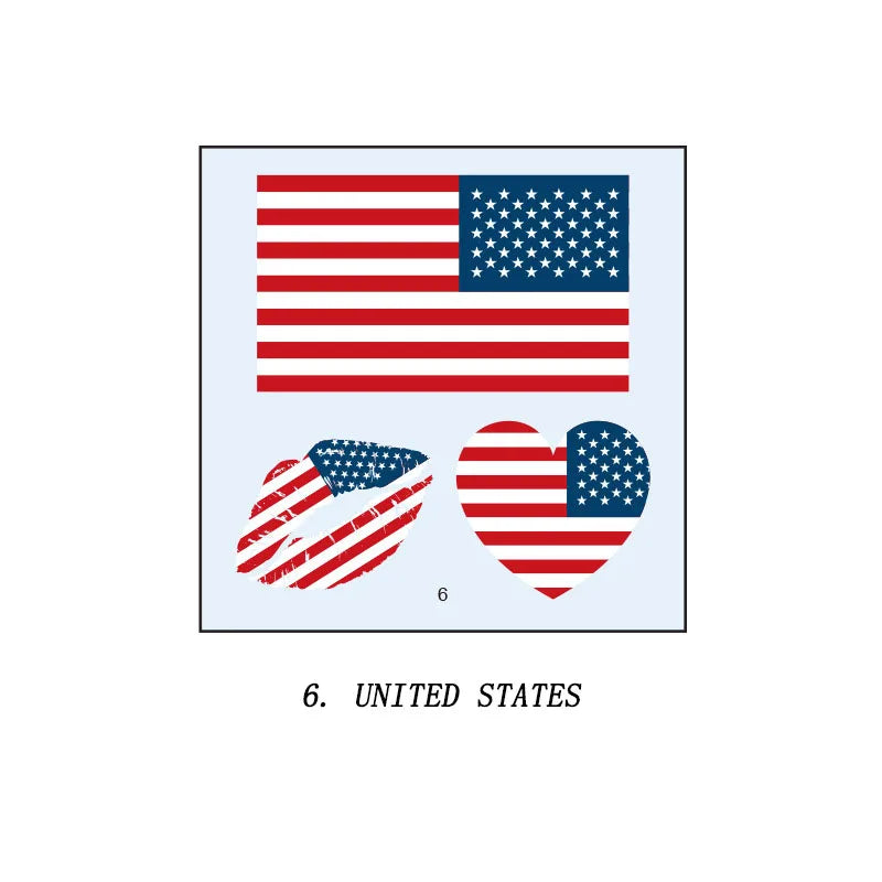 Tatuagens de bandeira do Brasil - 5 folhas de adesivos faciais temporários esportivos Copa