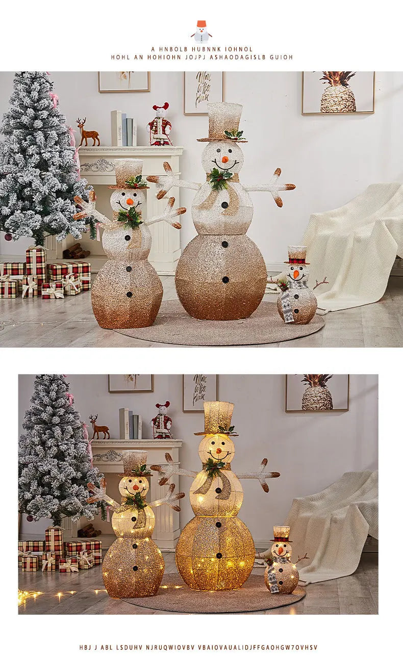 Natal Boneco neve Natal com LED de 120 cm, decorações de Natal pré-iluminadas