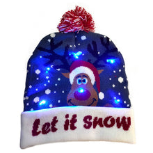 Carregar imagem no visualizador da galeria, Chapéu de suéter de natal com led iluminado gorro de natal gorro de malha
