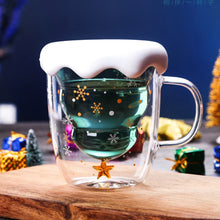 Carregar imagem no visualizador da galeria, Caneca de vidro isolada de parede dupla, copo de café de Natal e copo de chá leite
