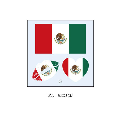 Tatuagens de bandeira do Brasil - 5 folhas de adesivos faciais temporários esportivos Copa