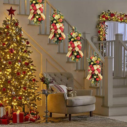 Coroa Natal Guirlandas Sem fio Natal Guirlanda Light Up Decoração, Grinalda LED, Escada