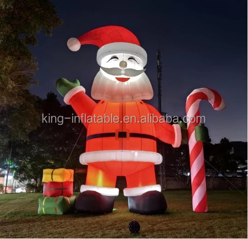 Papai Noel inflável de Natal de 2,5 m com doces e grande bolsa de presente decoração