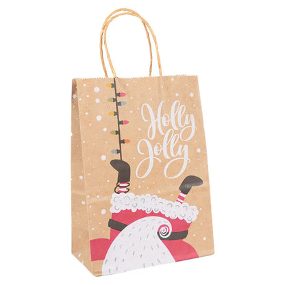 Kit de Sacolas Kraft para Embalagem e Presente - Estampa de Natal - 5 unidades -Natalina