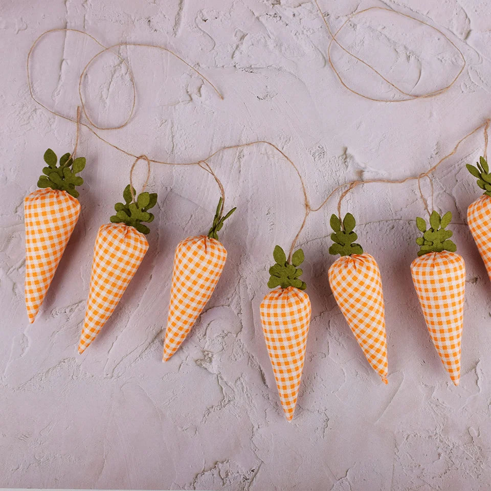 3 Peças de cenouras falsas de páscoa de 19 cm, tecido de decoração de cenoura