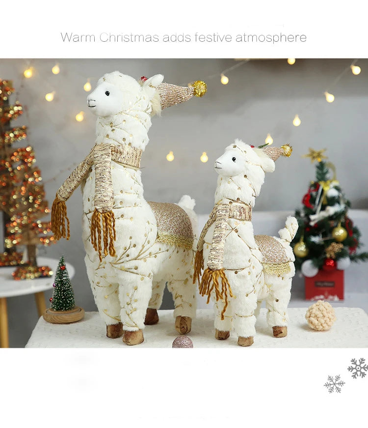 Estatueta de veado em pé de rena em pé de Natal - Escultura de rena em pé de pelúcia