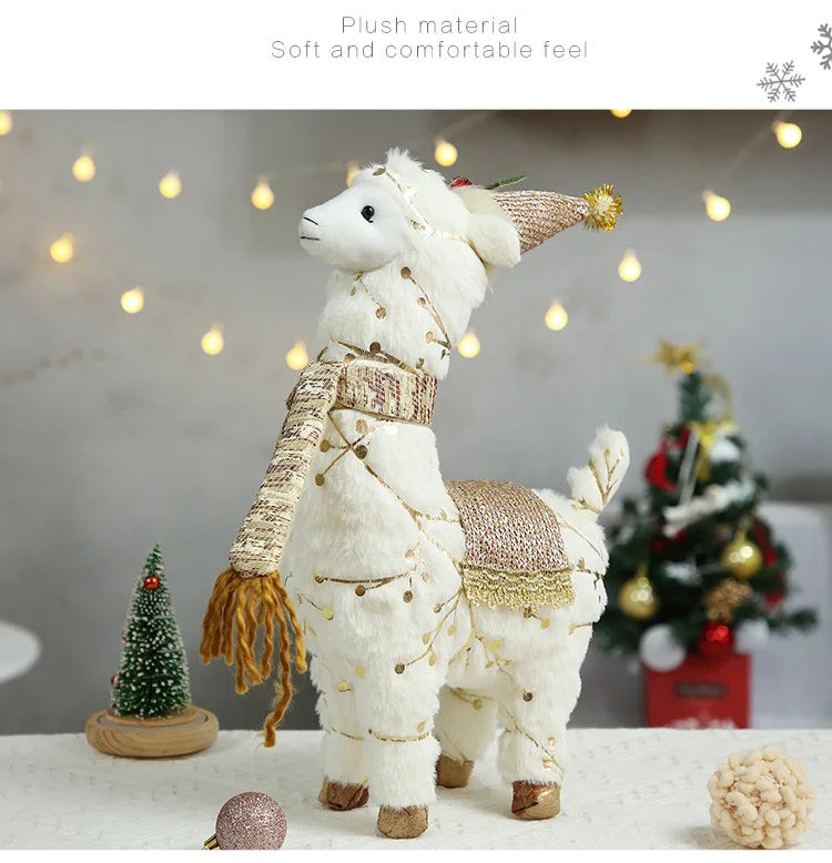 Estatueta de veado em pé de rena em pé de Natal - Escultura de rena em pé de pelúcia