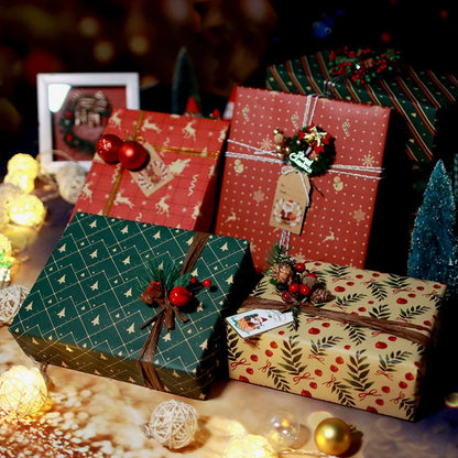 Papel kraft Embrulho Impressão Natal Folhas Papel de Embrulho de Caixa Presente e Natal
