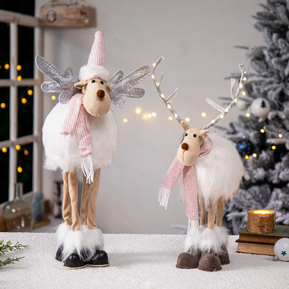 Estatueta de veado em pé de rena em pé de Natal - Escultura de rena em pé de pelúcia
