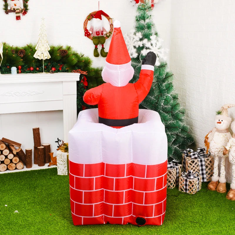 Papai Noel Inflável de 6 pés, Decoração de Quintal de Natal, Luzes LED para Festa, Gramado