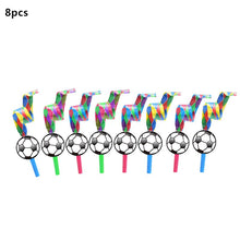 Carregar imagem no visualizador da galeria, Futebol tema descartável conjunto de utensílios de mesa esporte padrão de futebol copo placa palha
