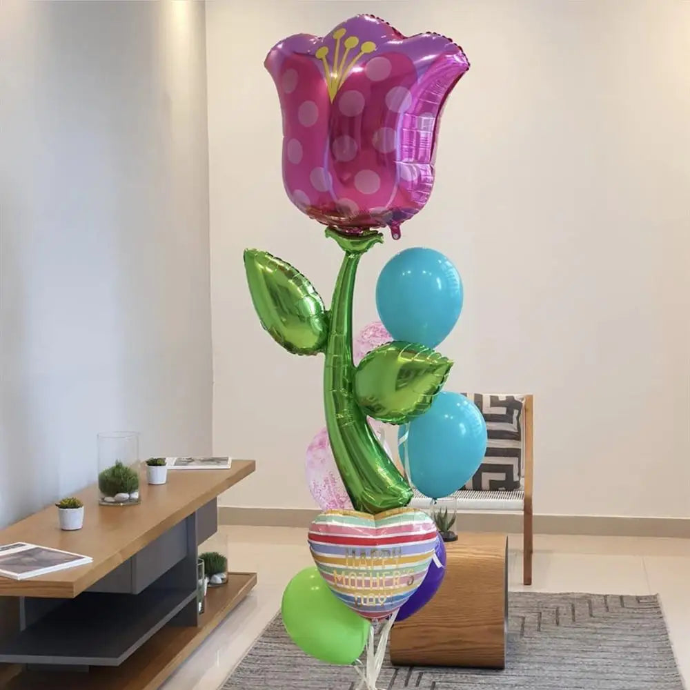 Bela Flor De Alumínio Forma Foil Balões Rosa Girassol Decoração festa Colorido Decoração
