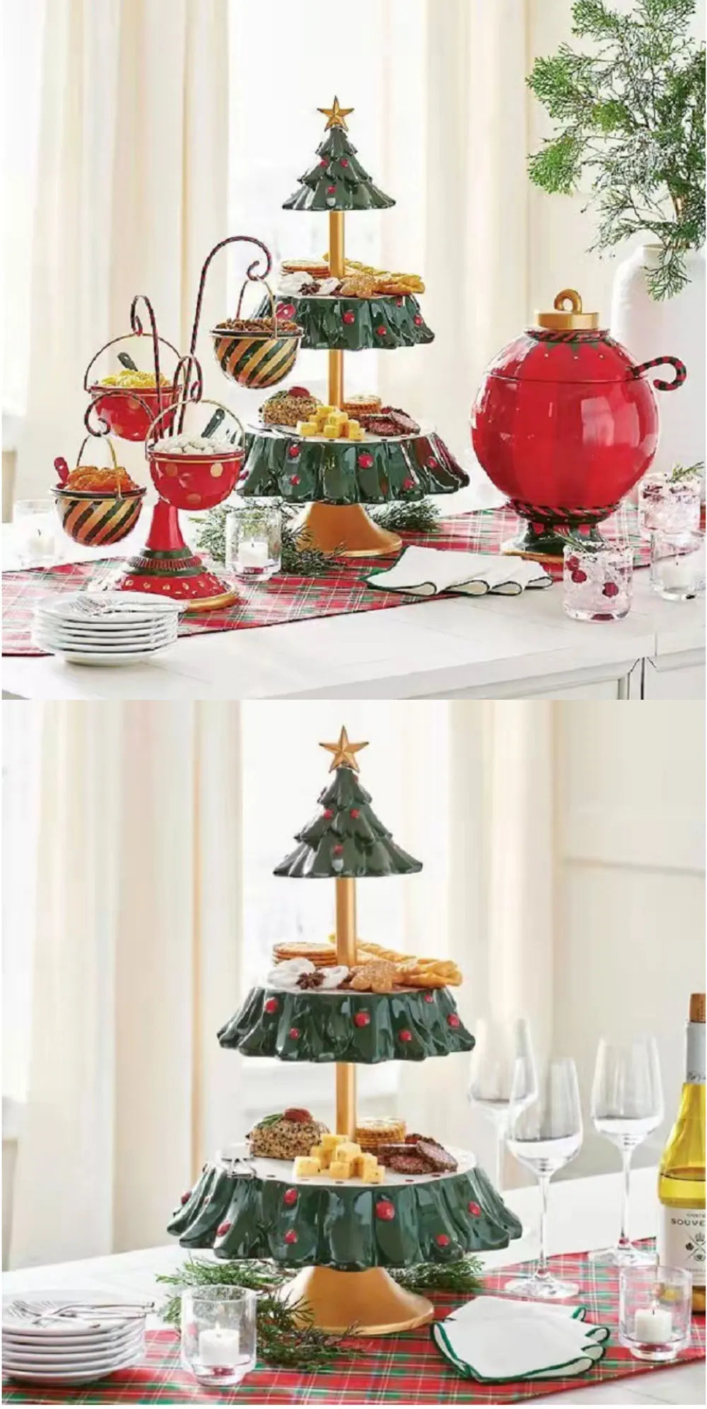 Suporte para Cupcakes Árvore de Natal Mesa de Sobremesas Prato de Frutas Suporte Bolo