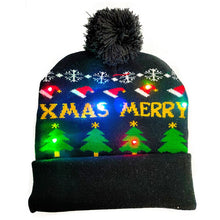 Carregar imagem no visualizador da galeria, Chapéu de suéter de natal com led iluminado gorro de natal gorro de malha
