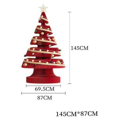 Árvore de Natal de 99 cm de Altura, Mini Árvore de Papel Dobrável com Iluminação Natal