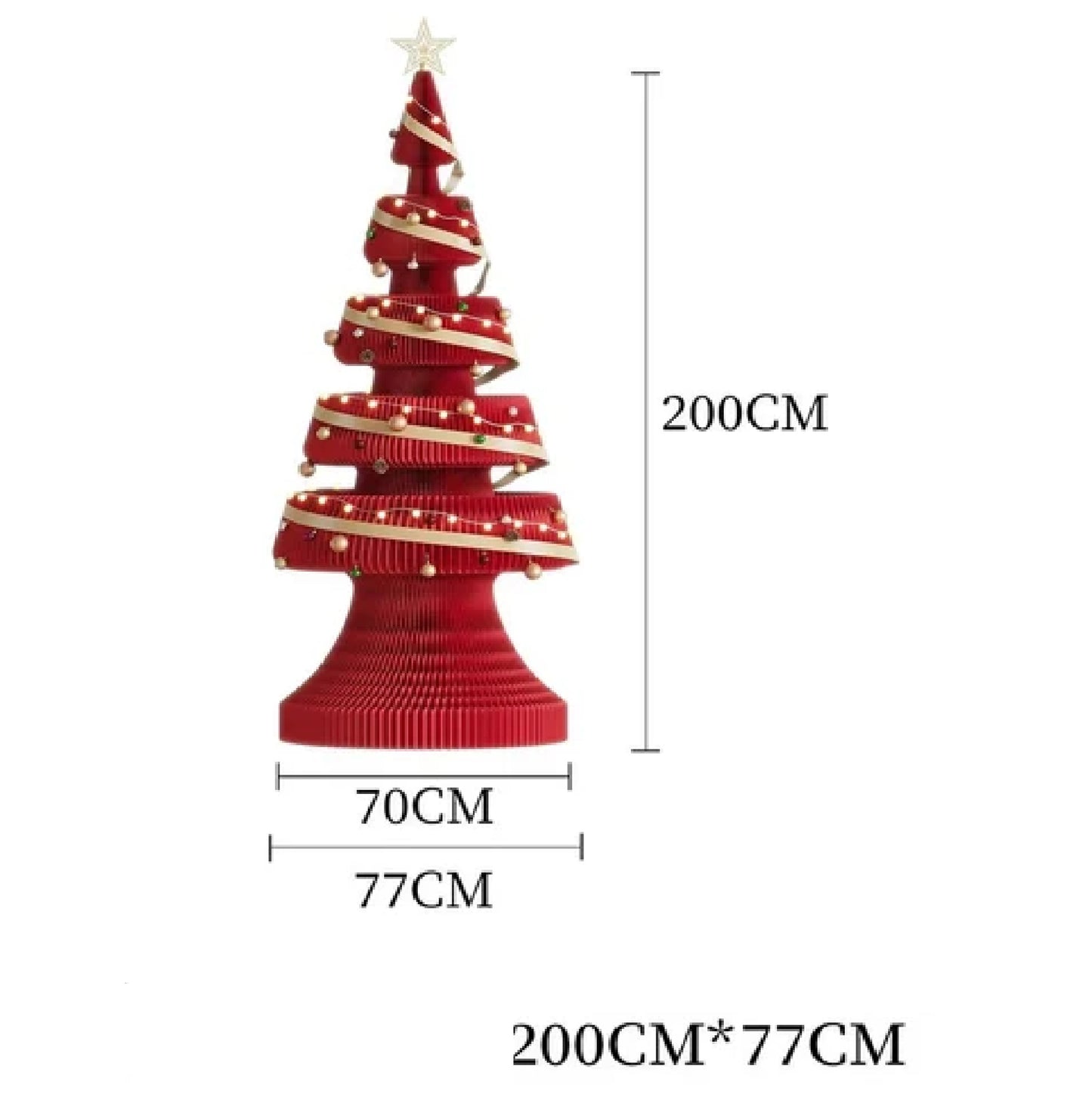 Árvore de Natal de 99 cm de Altura, Mini Árvore de Papel Dobrável com Iluminação Natal