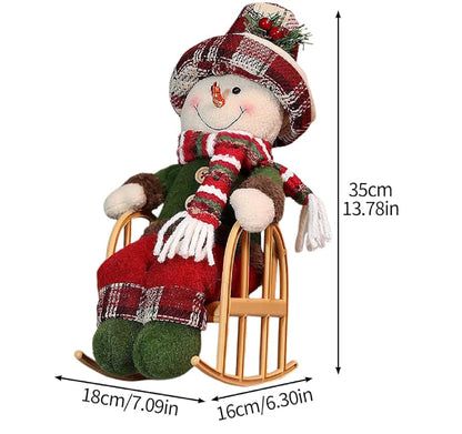 Enfeite de Papai Noel em Cadeira de Balanço, 33 cm, Figura de Papai Noel e Boneco Neve
