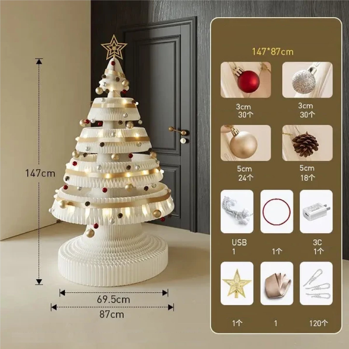 Árvore de Natal de 99cm de Altura, Decoração Criativa de Natal, Decoração de Cena Natal