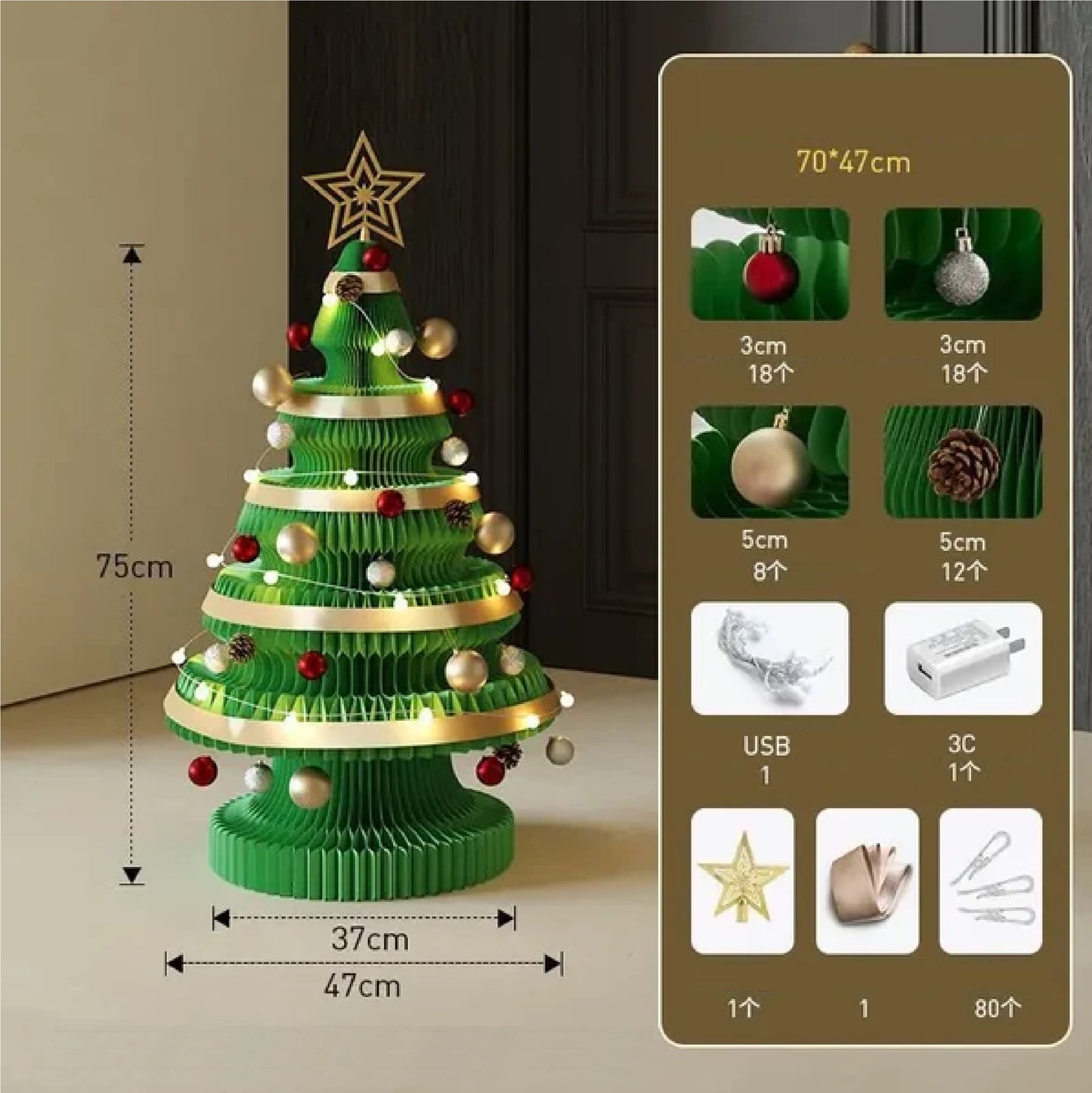 Árvore de Natal de 99cm de Altura, Decoração Criativa de Natal, Decoração de Cena Natal