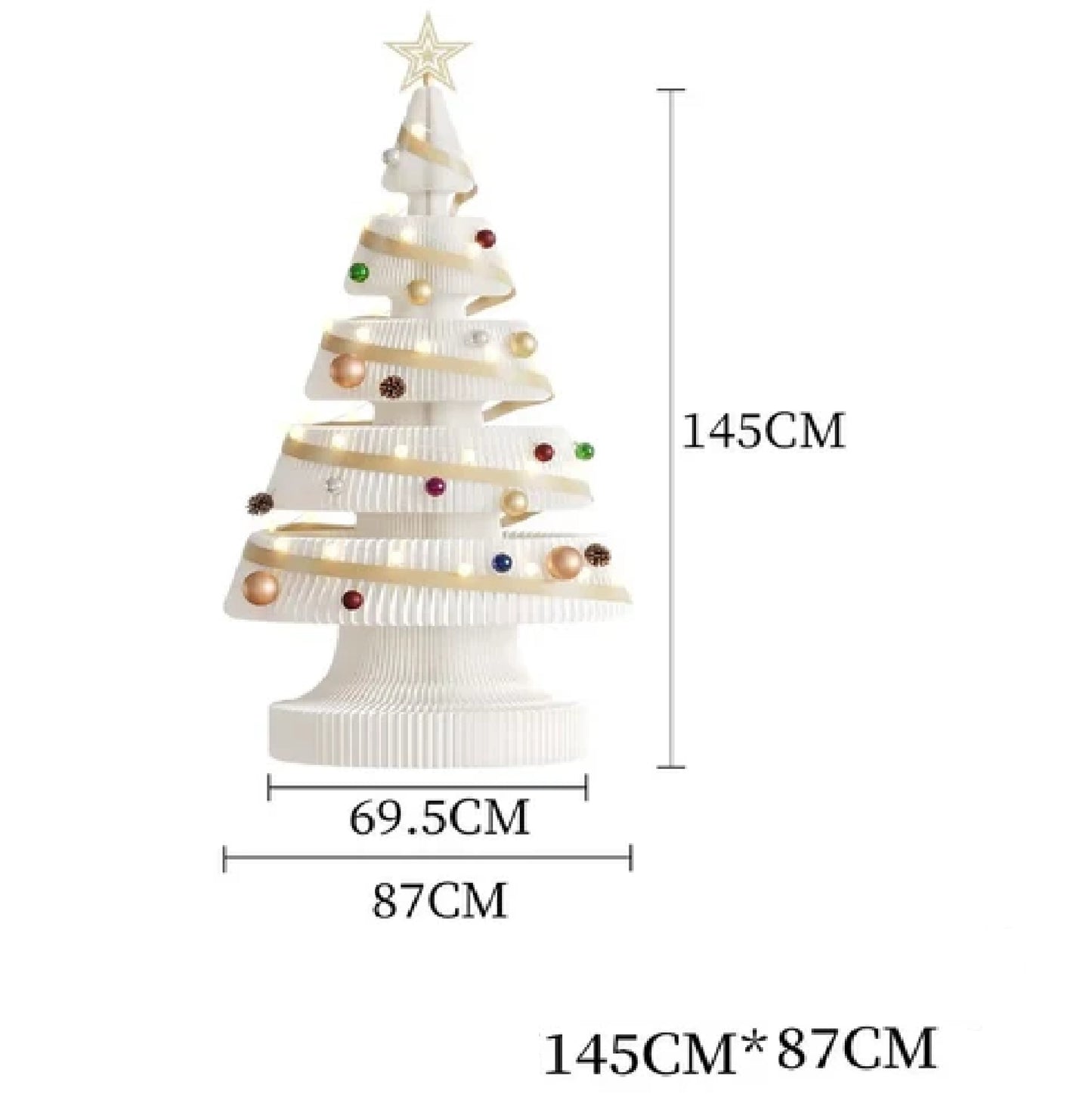 Árvore de Natal de 99 cm de Altura, Mini Árvore de Papel Dobrável com Iluminação Natal