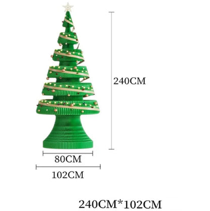 Árvore de Natal de 99 cm de Altura, Mini Árvore de Papel Dobrável com Iluminação Natal