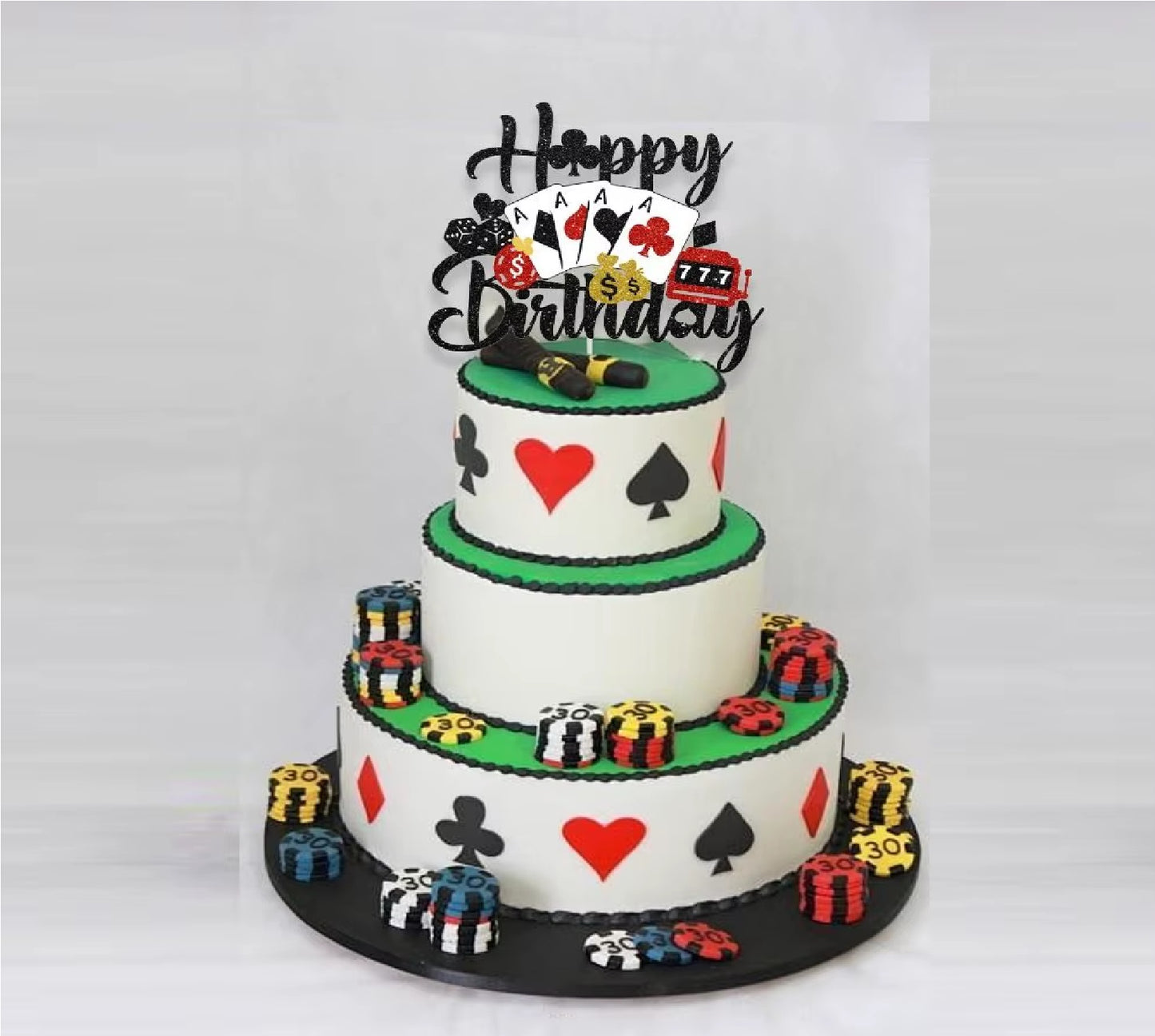 Bolo Fake Maquete Tema Las Vegas 20x15x10 cm com Topo