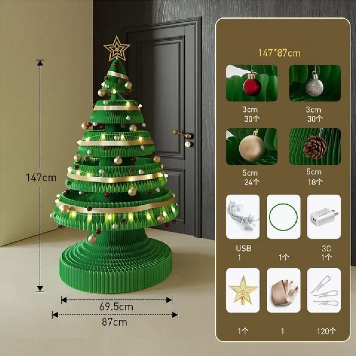 Árvore de Natal de 99cm de Altura, Decoração Criativa de Natal, Decoração de Cena Natal