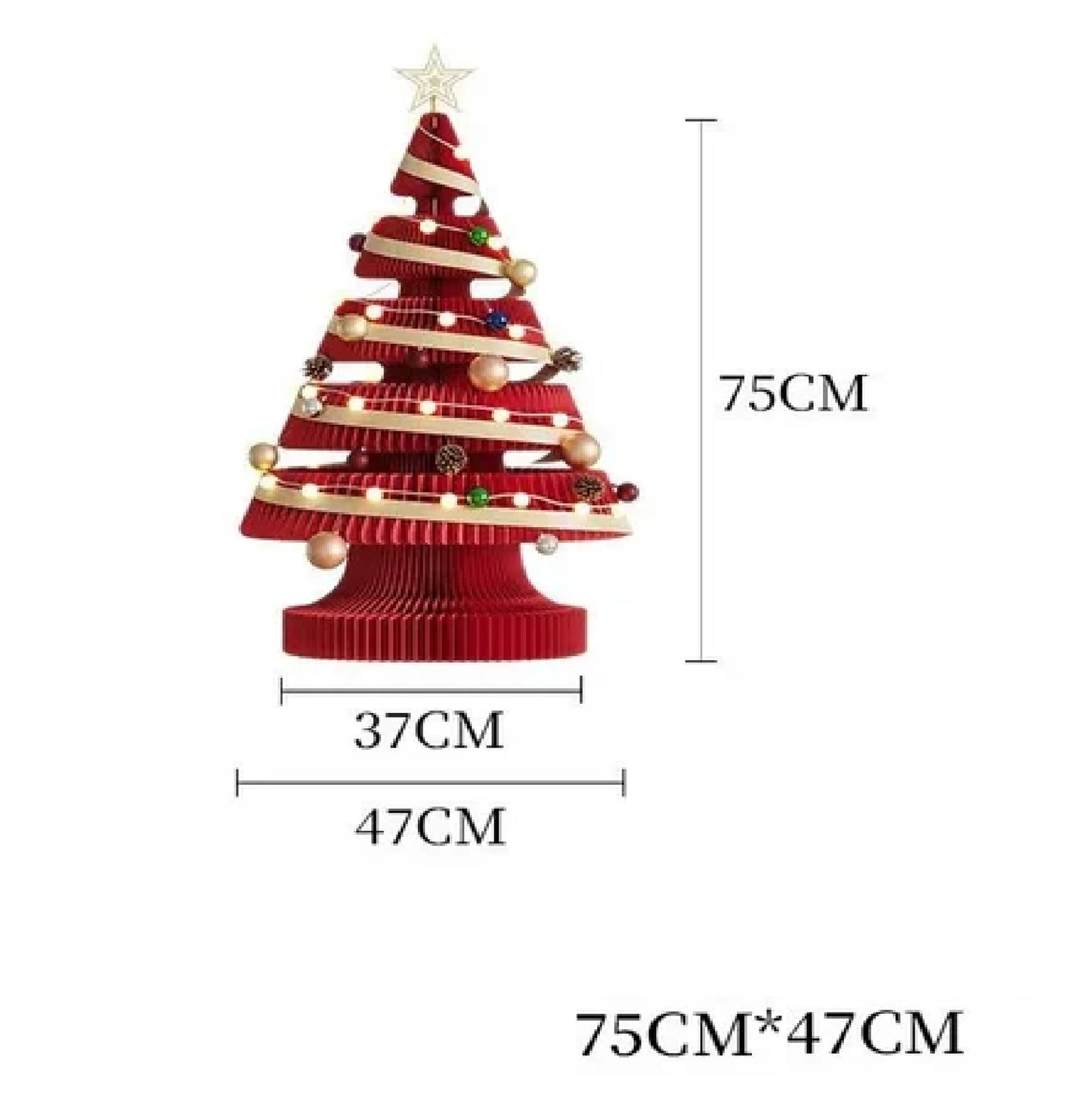 Árvore de Natal de 99 cm de Altura, Mini Árvore de Papel Dobrável com Iluminação Natal