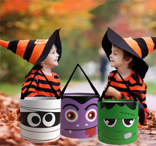Bolsa de Halloween 1 Baldes de Doces ou Travessuras para o Halloween Cesta de Abóbora