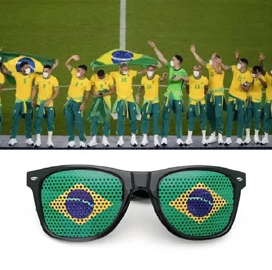 Copa do Mundo Kit 1 Óculos Verde e Amarelo Copa Do Mundo - Moda Solaris