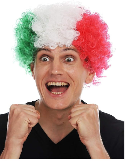 Peruca Copa do Mundo esportiva unissex para adultos | Peruca afro patriótica com touca