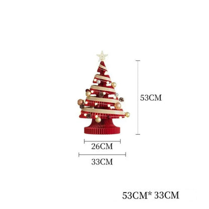 Árvore de Natal de 99 cm de Altura, Mini Árvore de Papel Dobrável com Iluminação Natal