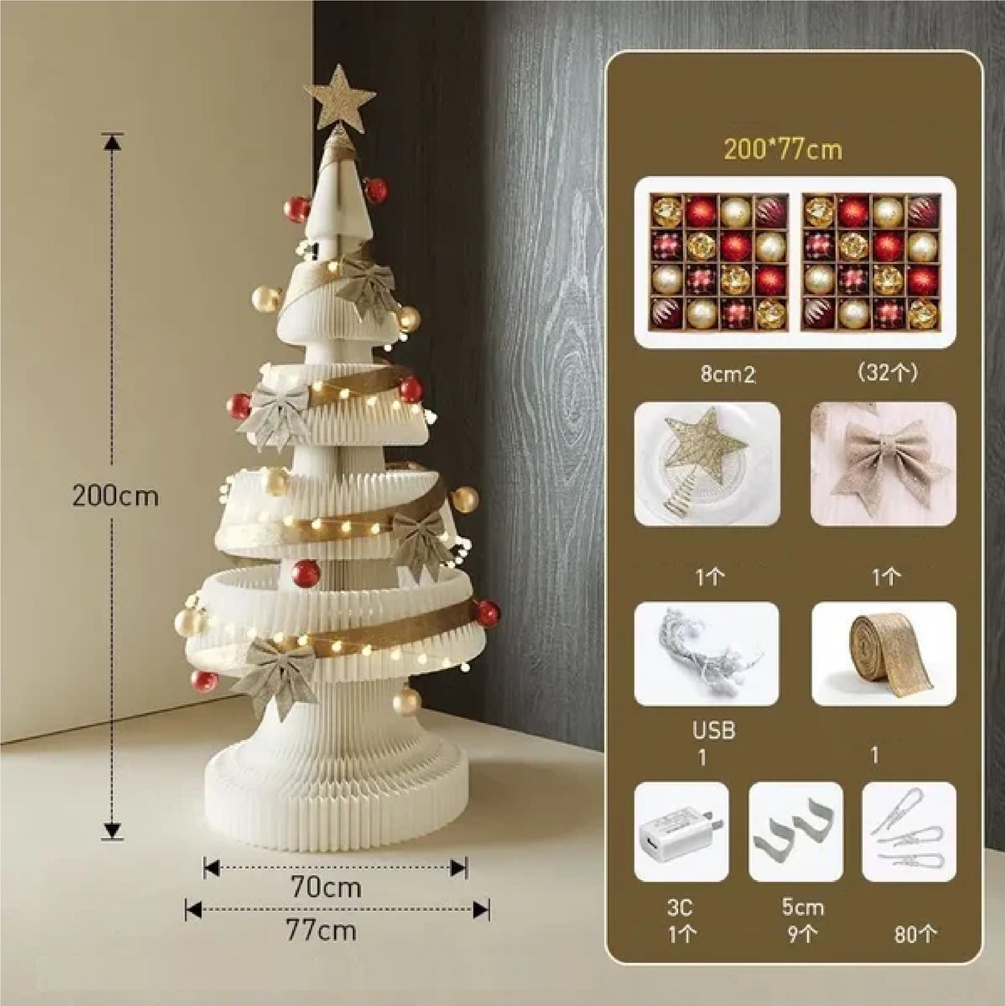 Árvore de Natal de 99cm de Altura, Decoração Criativa de Natal, Decoração de Cena Natal