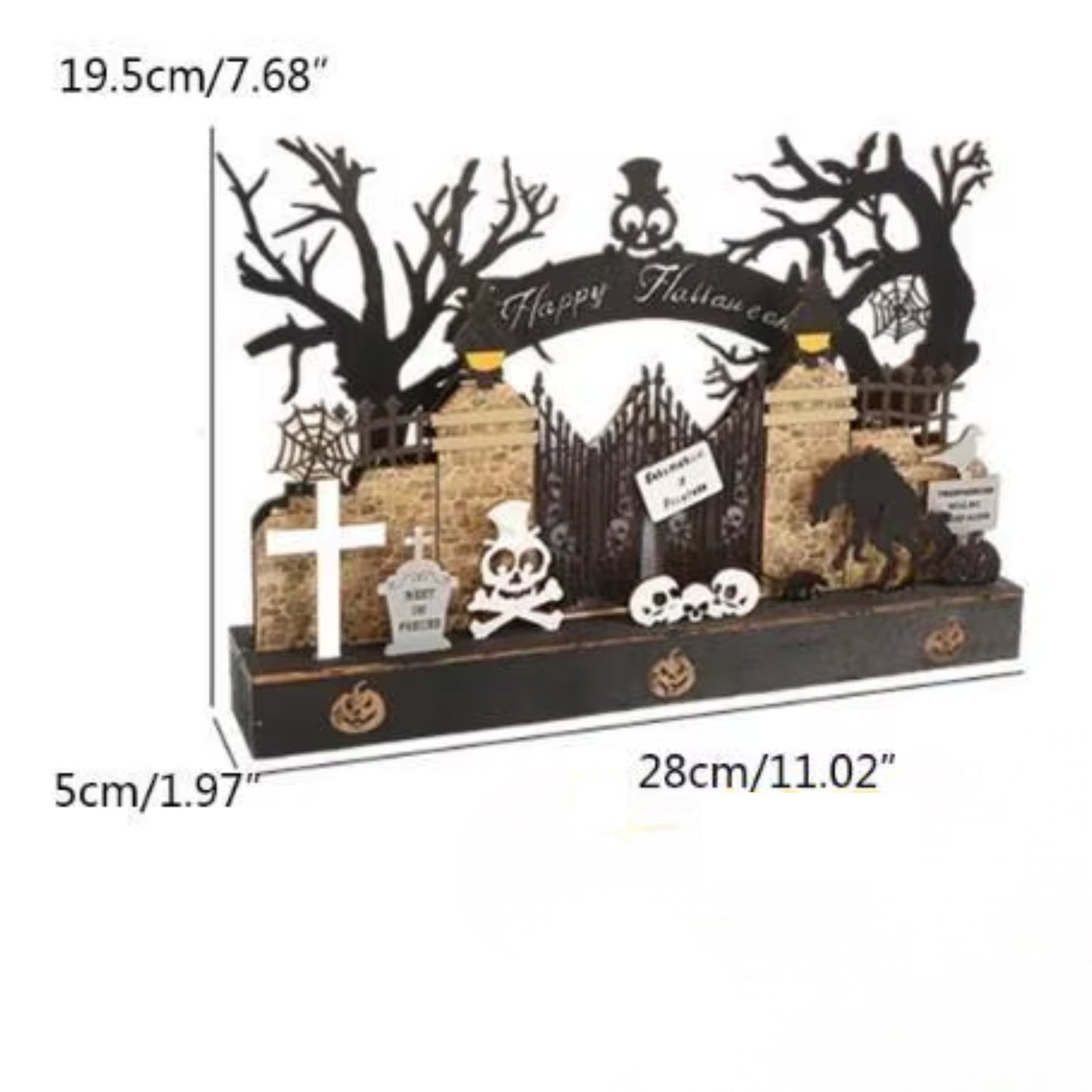 Decorações de Mesa de Halloween 28*19cm Casa Mal-Assombrada Iluminada Esqueleto