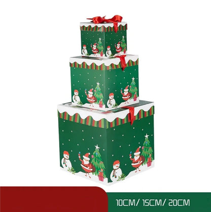 Caixas Natal Lindas 3 Caixas de Presente de Natal com Tampa e Caixas de Natal