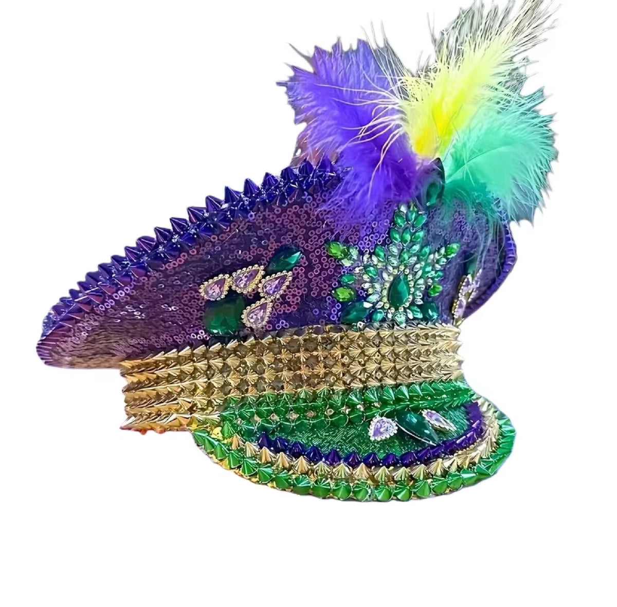 Chapéu de Capitão / Sargento Estilo Steampunk com Lantejoulas e Strass Carnaval, Festas à Fantasia